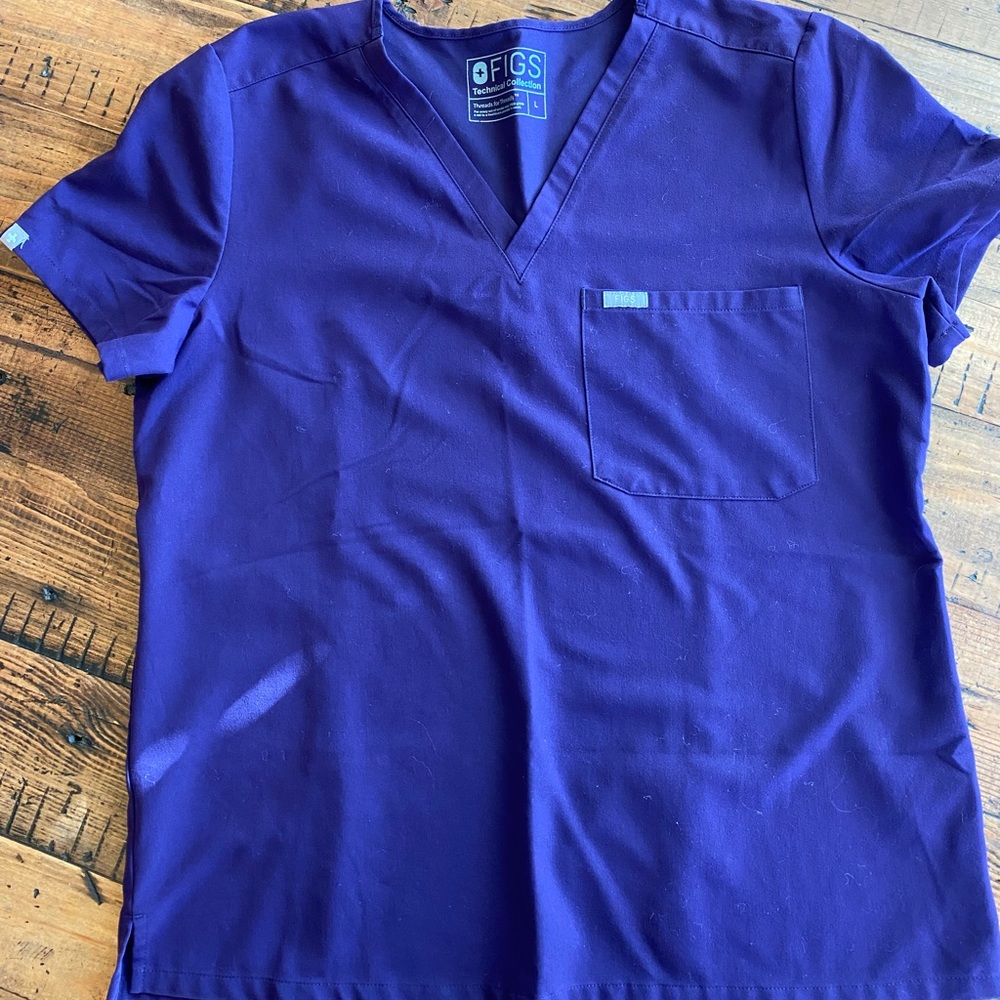 Figs Catarina One-Pocket Scrub Top- Purple, Large